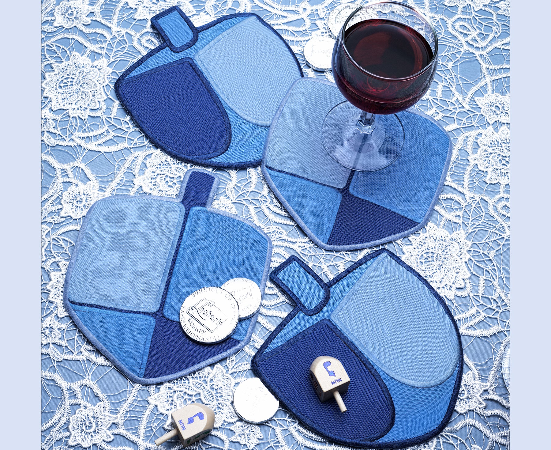Cocktail Napkin Set - Dreidel - by Piecework