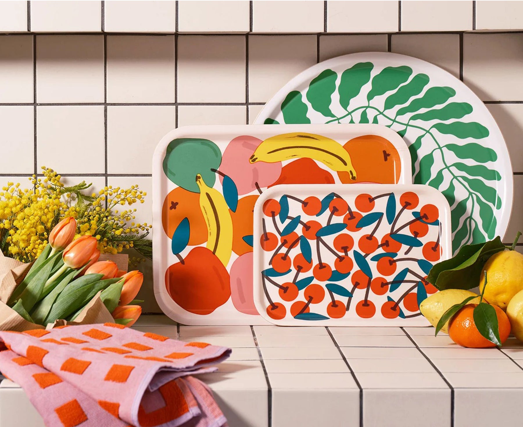 Fruit Leaves and Cherries Trays by Wrap