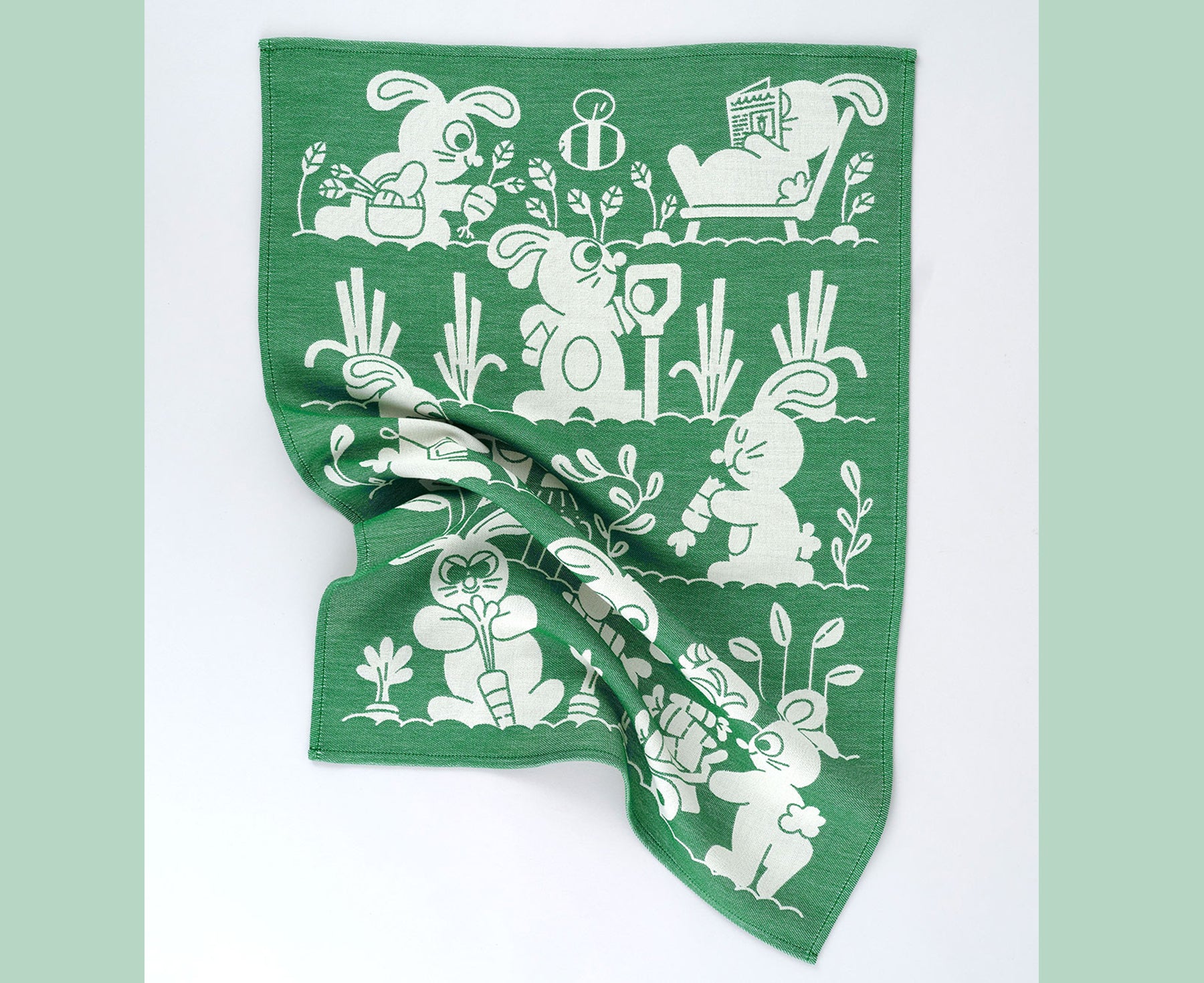 Woven Cotton Dish Towel - Garden Rabbits - by Wrap