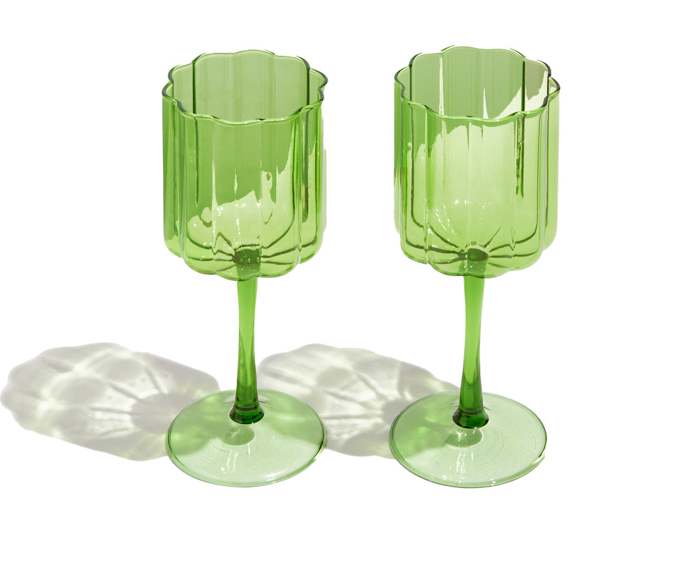 Wave Wine Glass Set in Amber by Fazeek