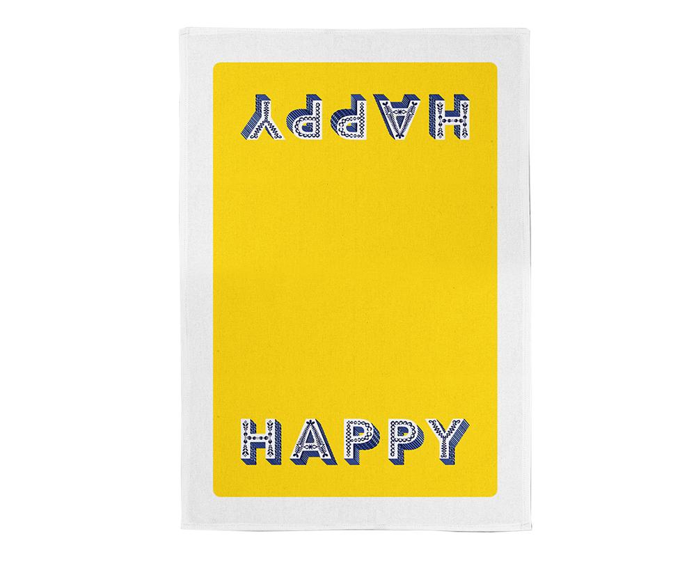 Word Dish Towel - Happy - by Jamida