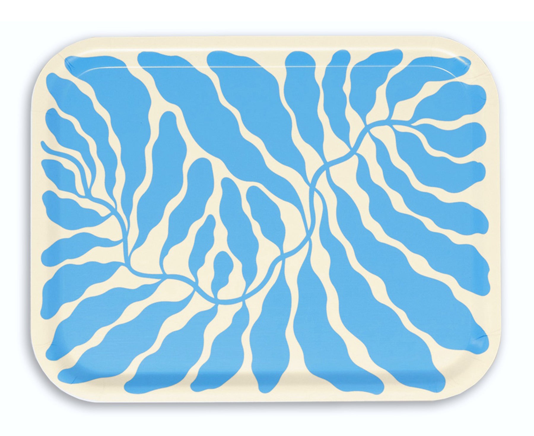 Leaves Rectangular Tray in Sky Blue by Wrap
