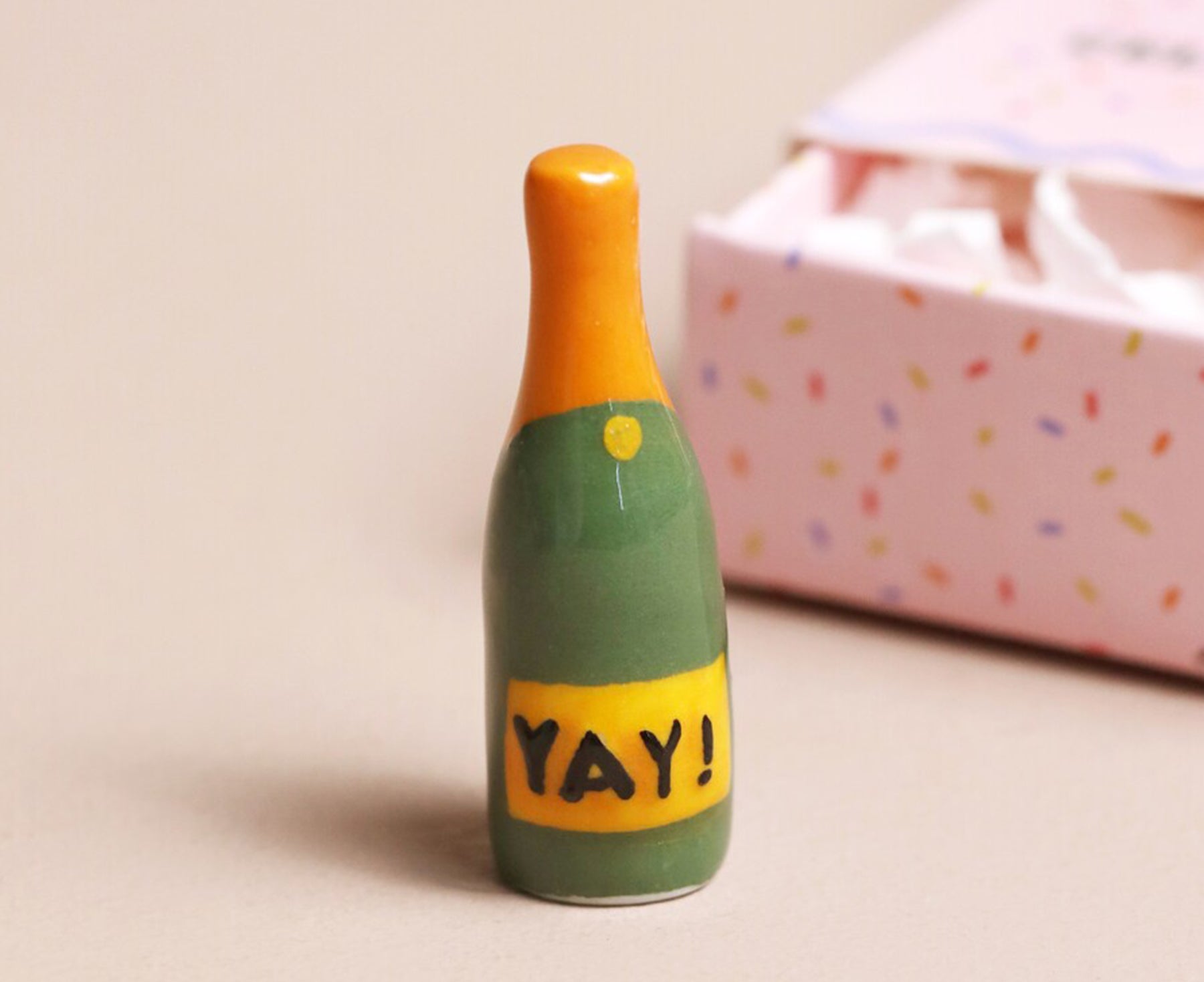 Tiny Ceramic Matchbox Token - Champagne - by Lisa Angel