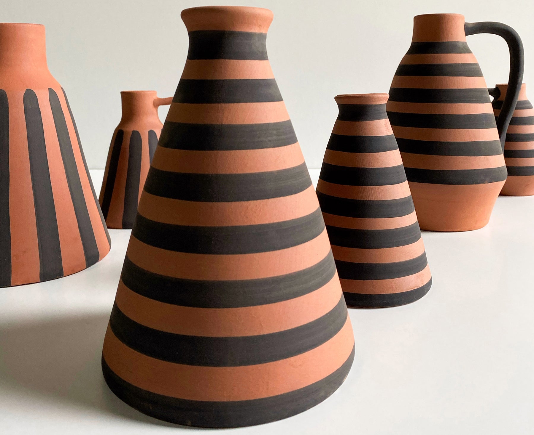 Striped Conical Terracotta Vase by Casa Cubista