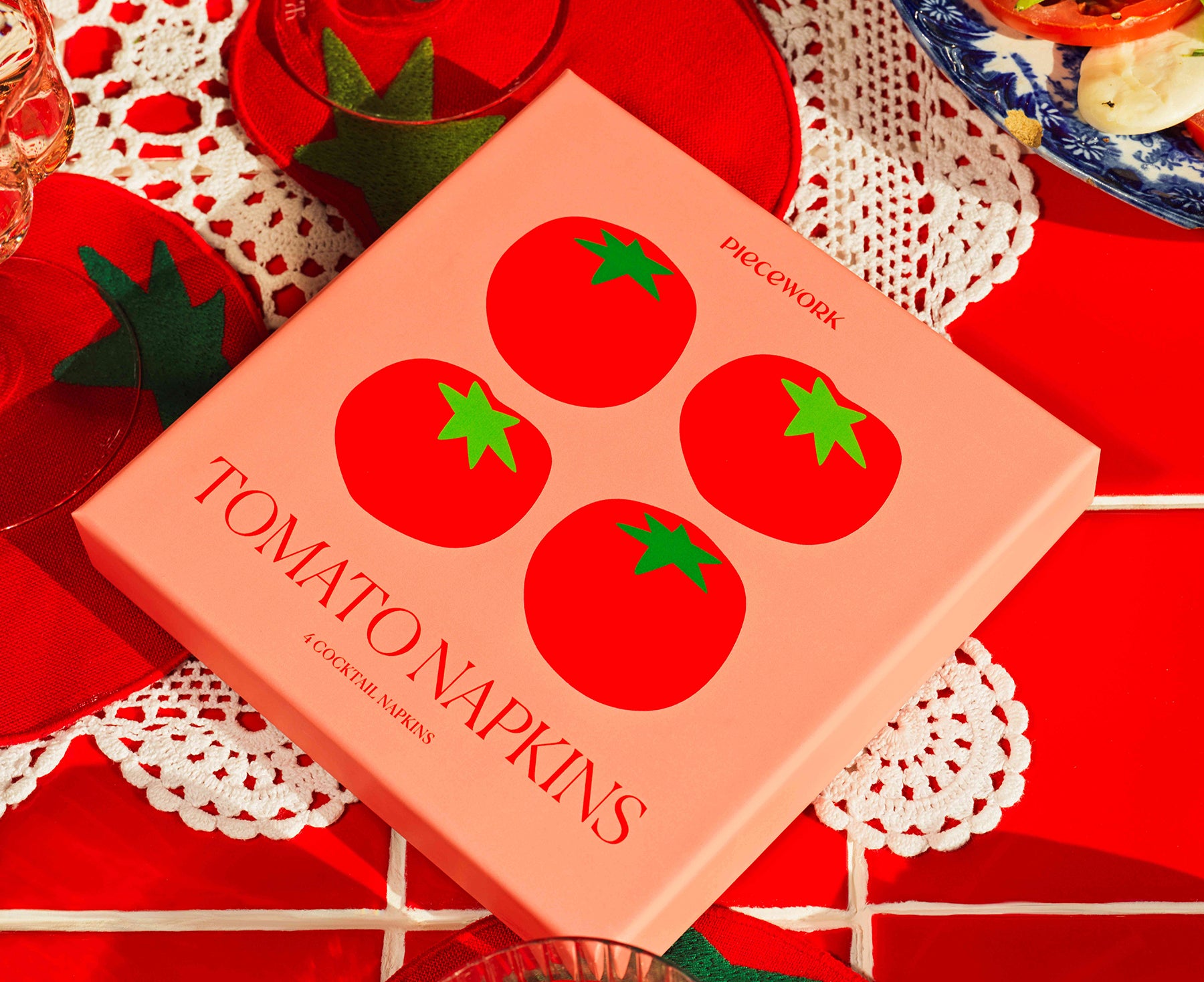 Cocktail Napkin Set - Tomatoes - by Piecework