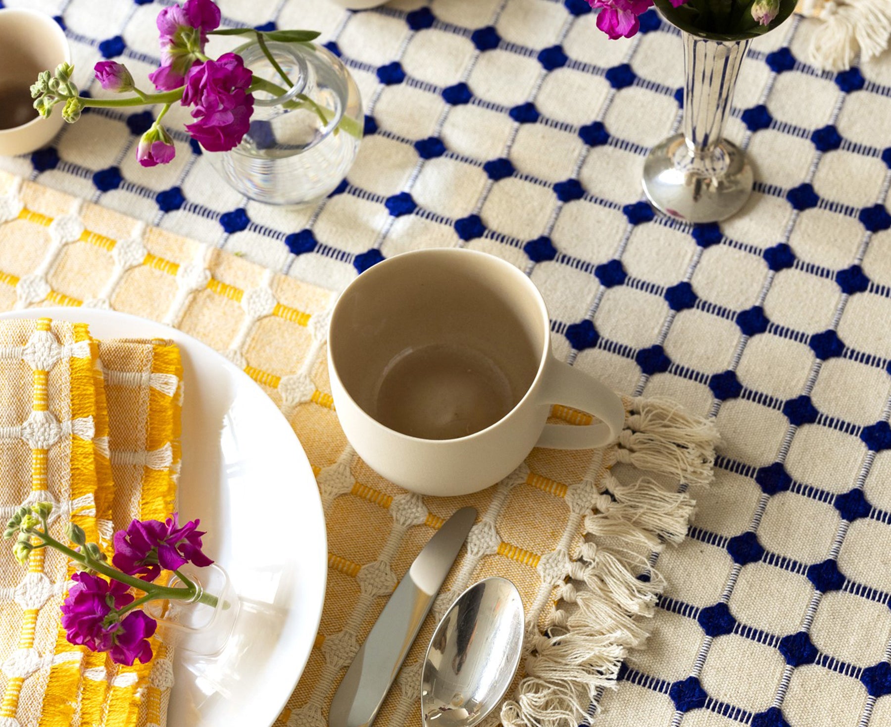 Wicker Tablecloth in Cobalt by Dove & Donkey