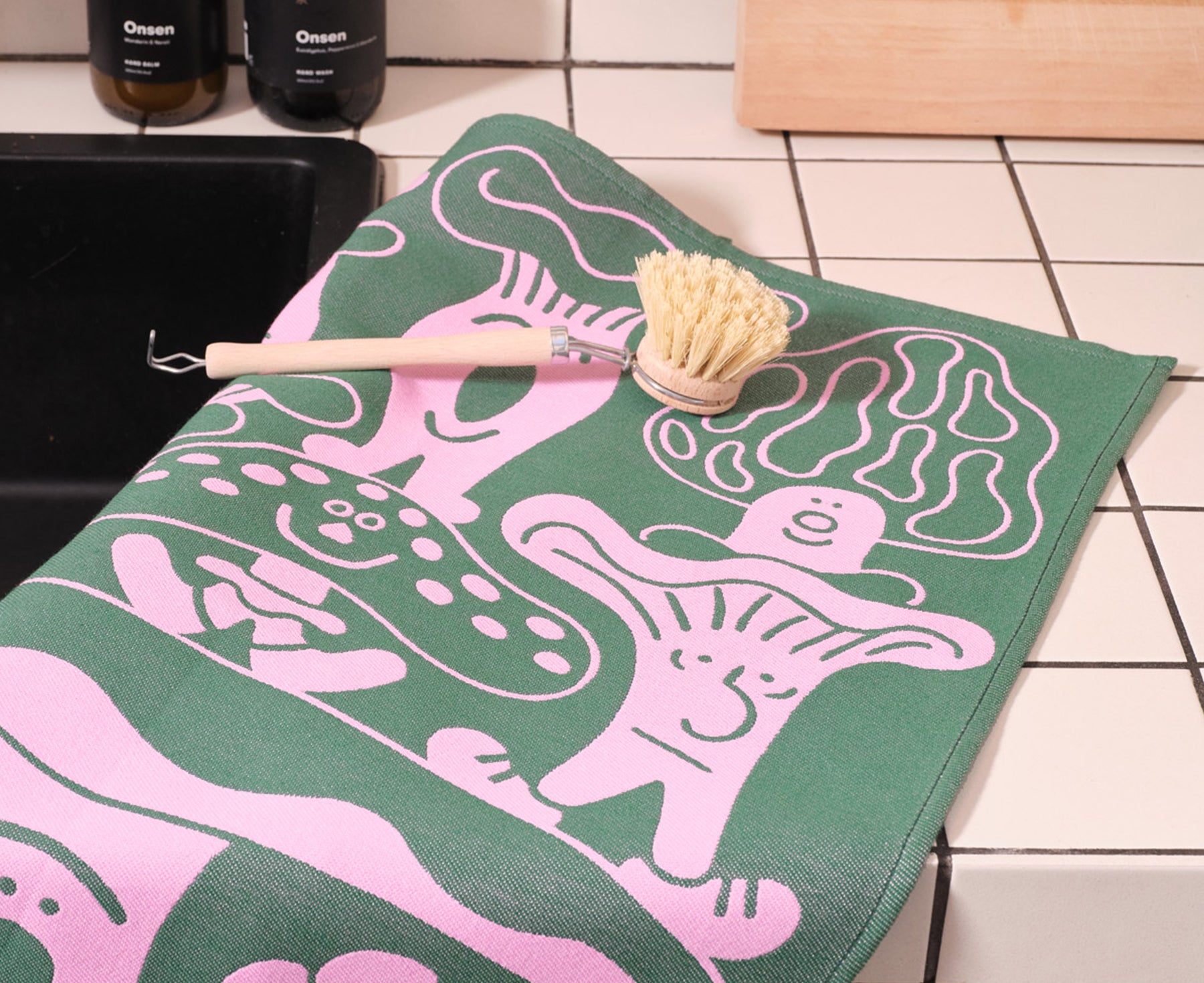 Woven Cotton Dish Towel - Mushrooms - by Wrap