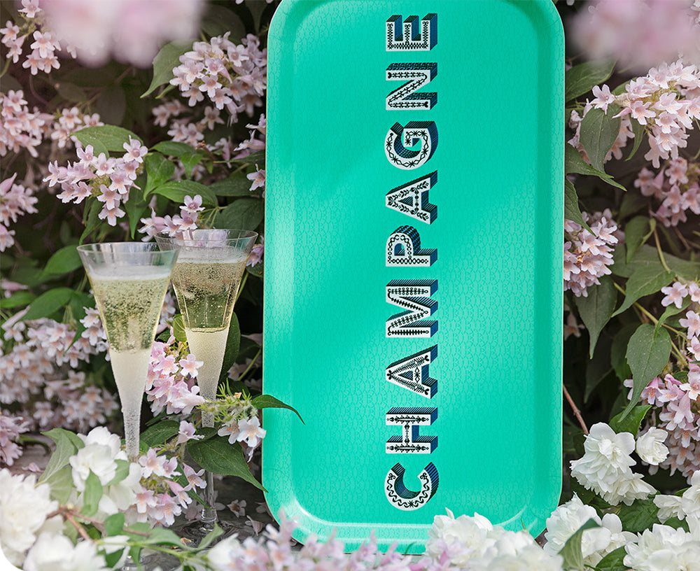 Word Rectangular Tray - Champagne - by Jamida