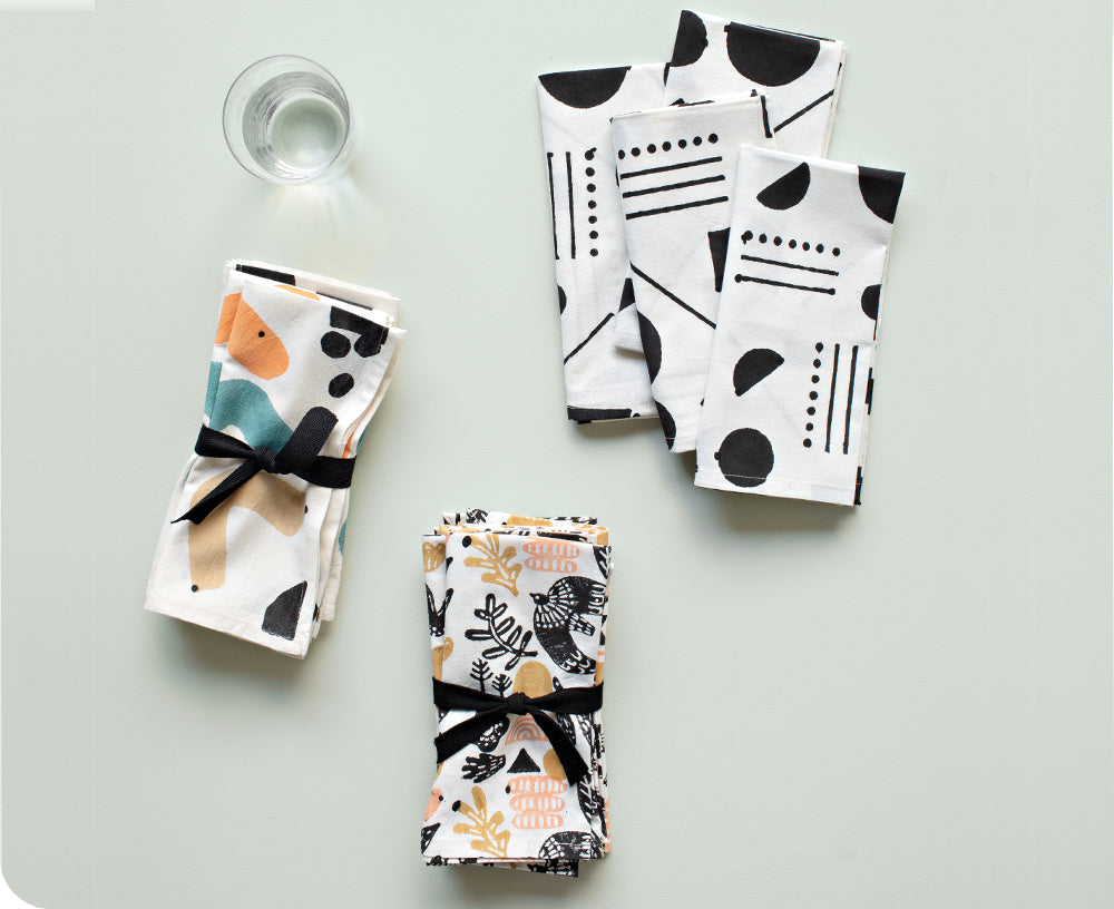 Imprint Napkin Set in Domino by Danica Studio
