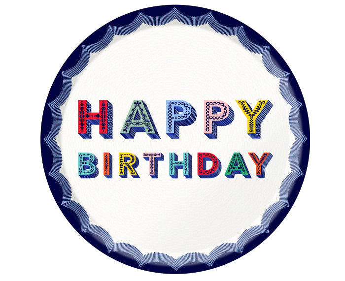 Word Round Tray - Happy Birthday - by Jamida