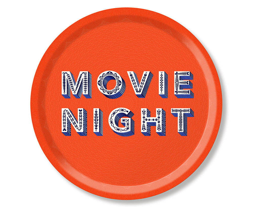 Word Round Tray - Movie Night - by Jamida