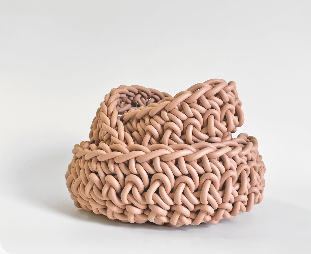 Rubber Crocheted Bowl - Medium Blush - by Neo