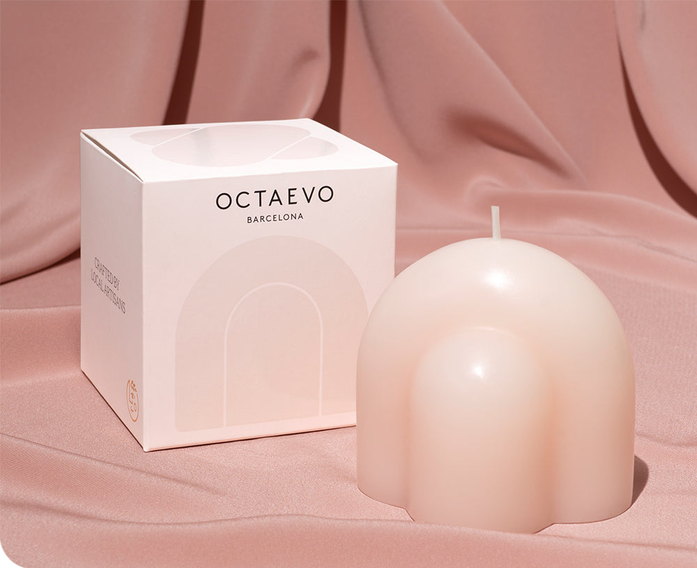 Templo Candle Sculpture in Pale Rose by Octaevo