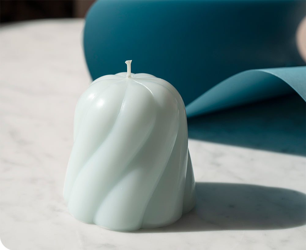 Templo Candle Sculpture in Pale Blue by Octaevo