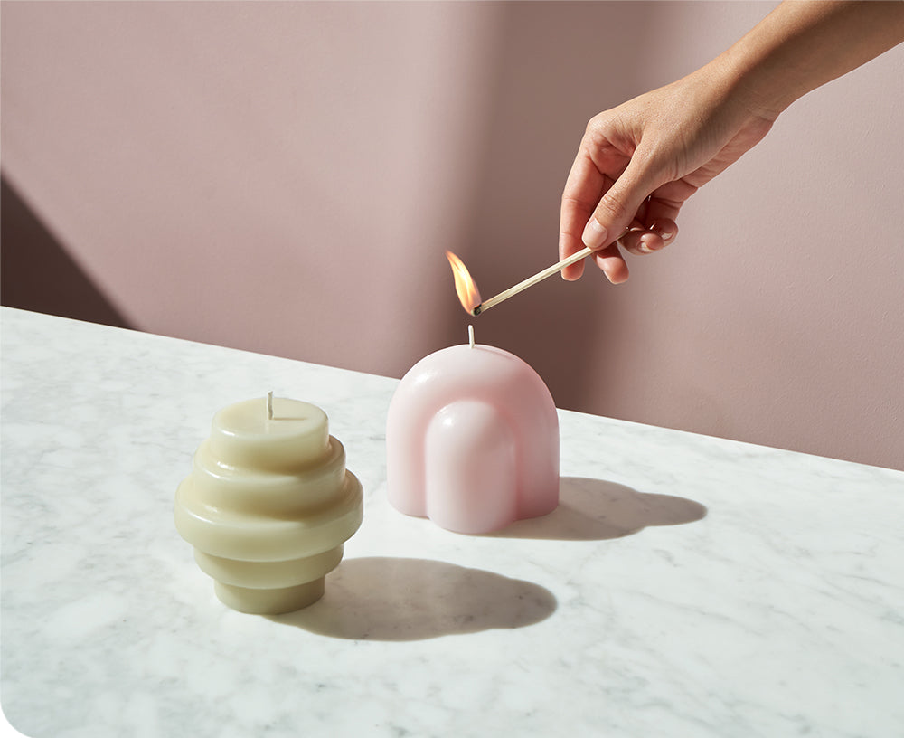 Templo Candle Sculpture in Ash Green by Octaevo