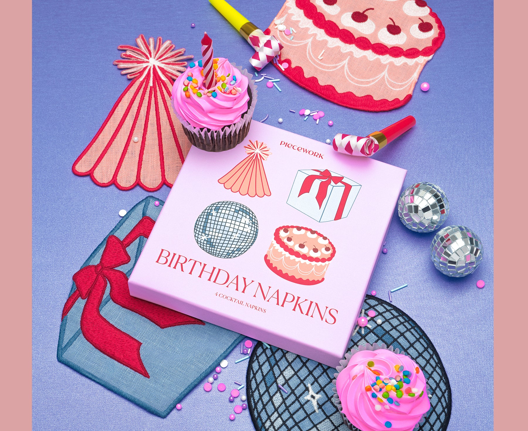 Cocktail Napkin Set - Birthday - by Piecework