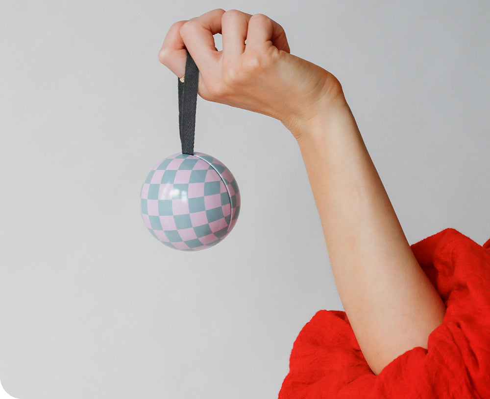 Tin Bauble - Lilac Checks - by Father Rabbit