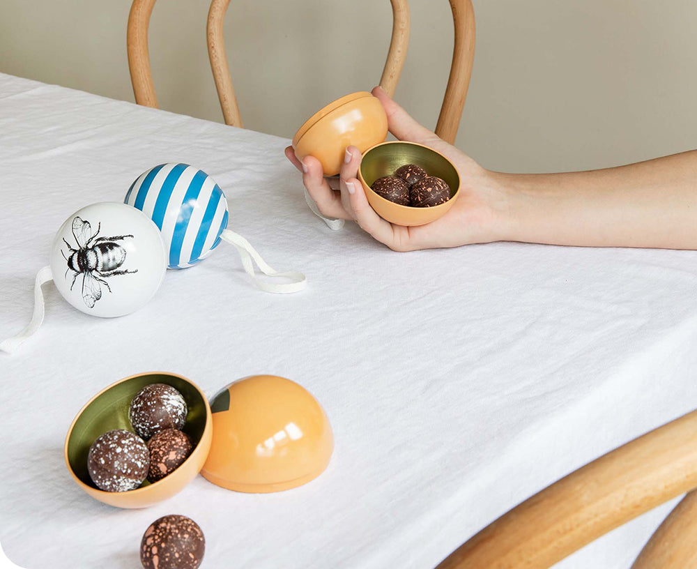 Tin Bauble - Blue Stripe - by Father Rabbit