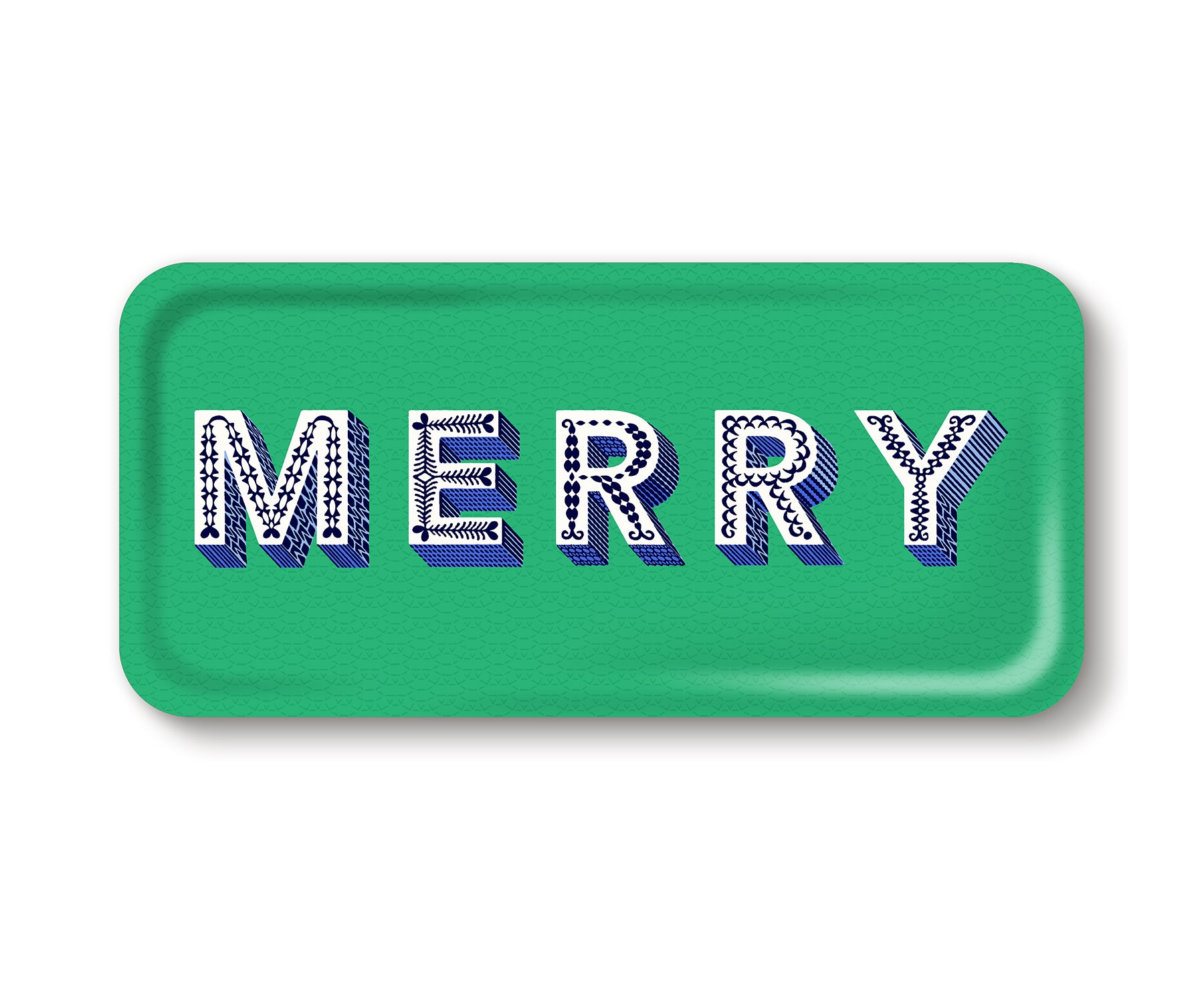 Word Rectangular Tray - Merry - by Jamida