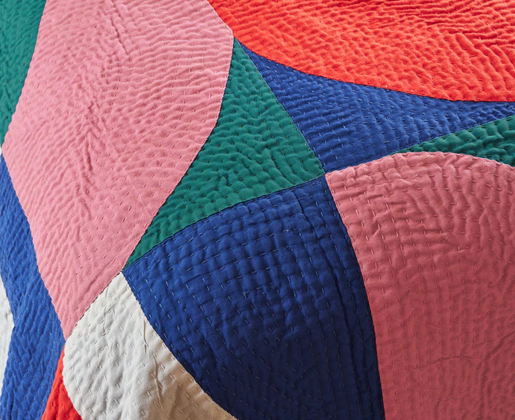 Kaleidoscope Handmade Cotton Quilt by Wrap detail