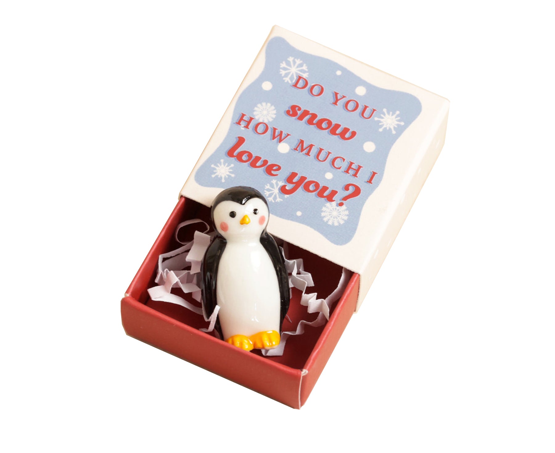 Tiny Ceramic Matchbox Token - Penguin - by Lisa Angel