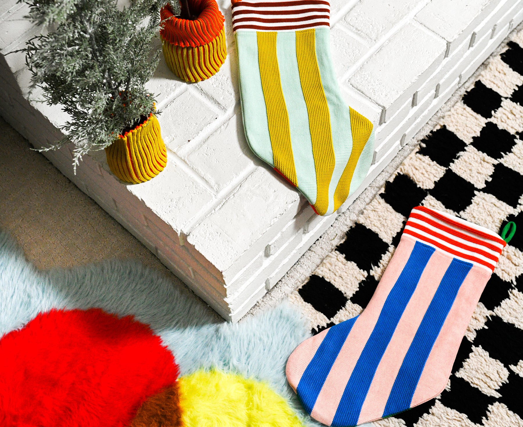 Super Stripe Stocking in Blue and Blush by Verloop