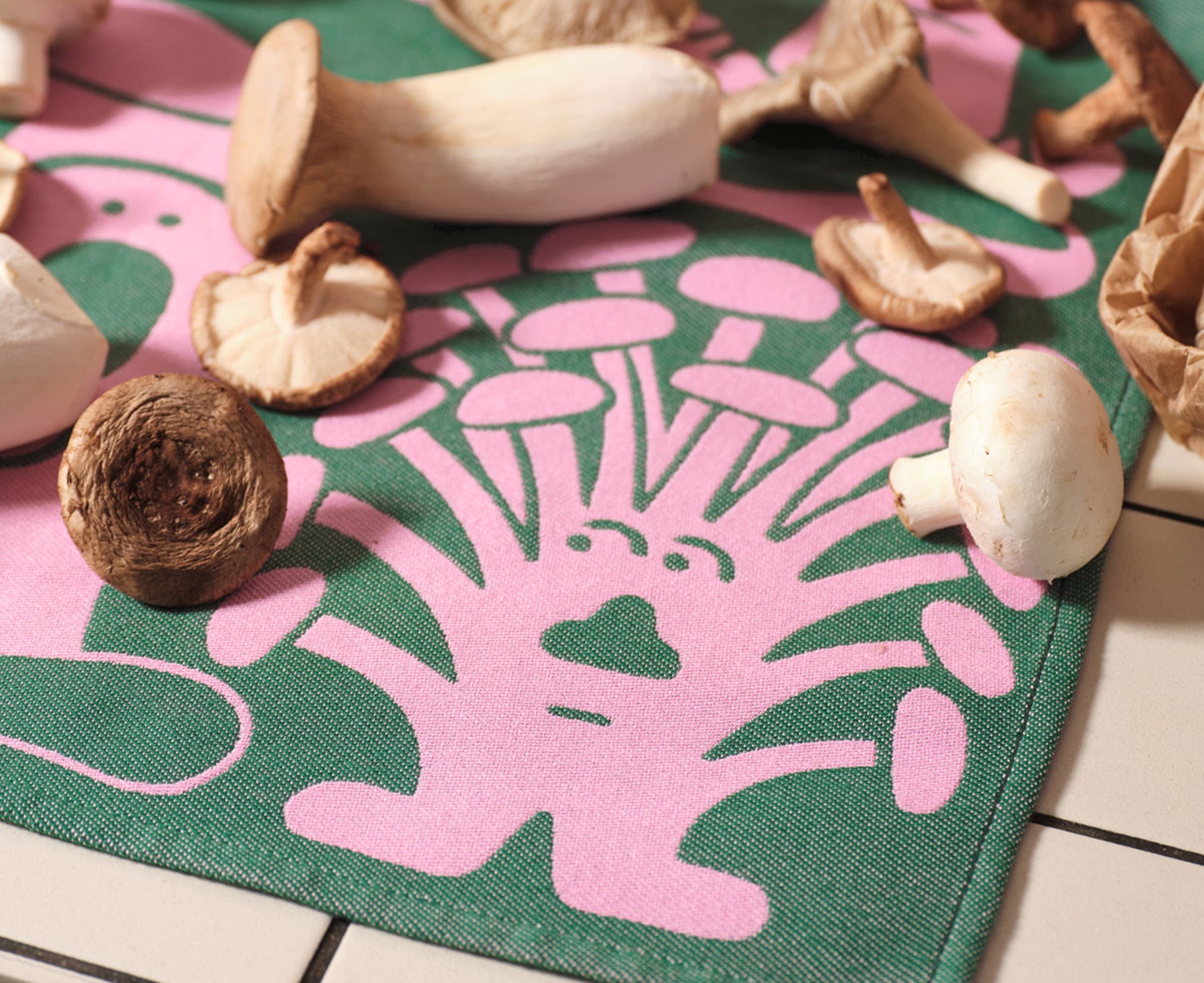 Woven Cotton Dish Towel - Mushrooms - by Wrap