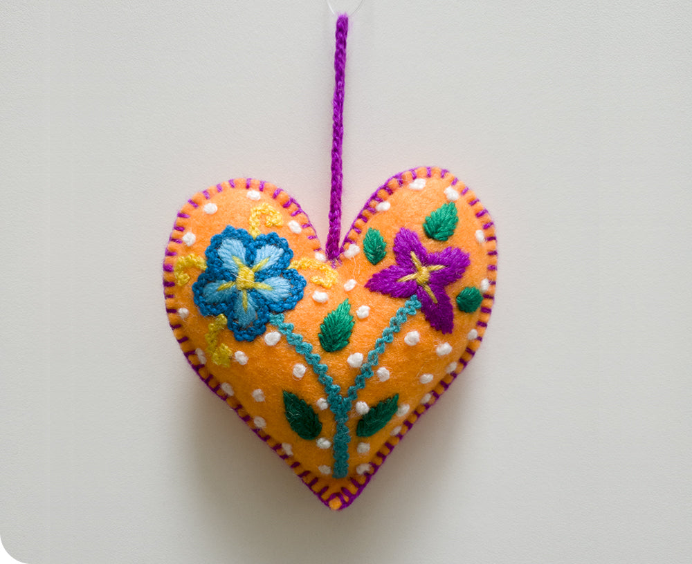 Heart Felt Ornament in Yellow by Inspired Peru