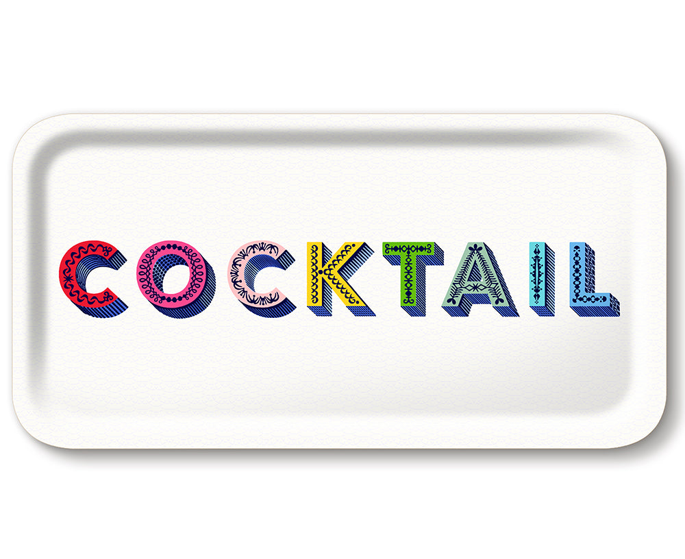 Word Large Rectangular Tray - Cocktail - by Jamida