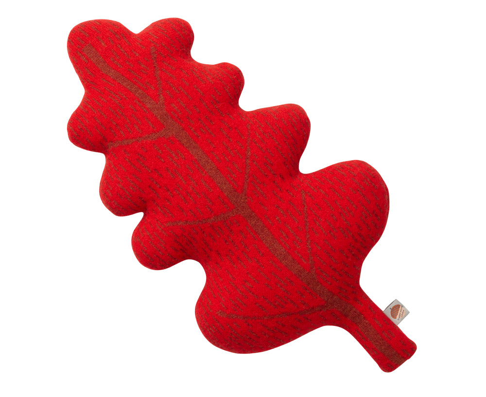 Leaf Knitted Pillow in Red by Donna Wilson