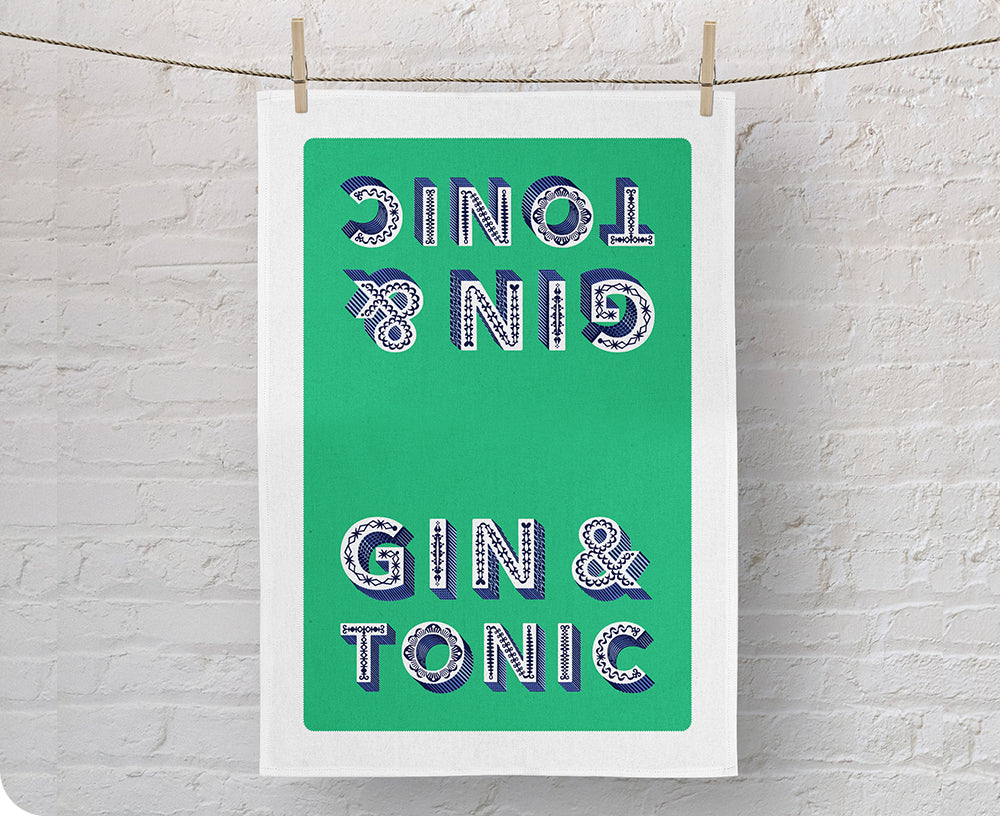Word Dish Towel - Gin &amp; Tonic - by Jamida
